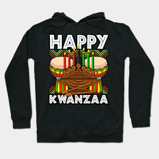 Happy Kwanzaa Drum Kinara Seven Candles Africa Celebration Hoodie